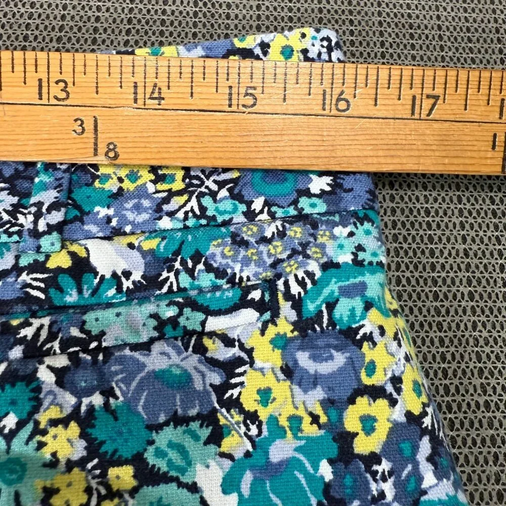 Ann Taylor Loft Marisa Womens Size 4 Blue Floral Cropped Pants Business Casual - Picture 4 of 10